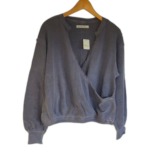NWT! Free People Anyway Tee Fallen Fig Colorway Wrap-Front Oversized XS - Picture 4 of 9